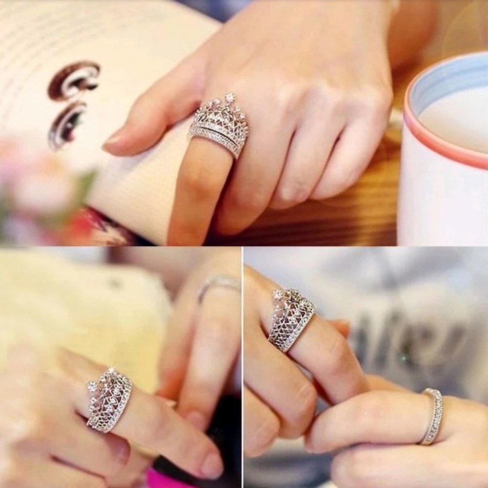 NEW!💙💎GORGEOUS! CROWN 👑 RING BAND SET!💎💎NICE! - Picture 5 of 8